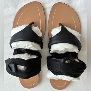 NWOT Sarah Flint Grear Leather Sandals in Black, Size 39